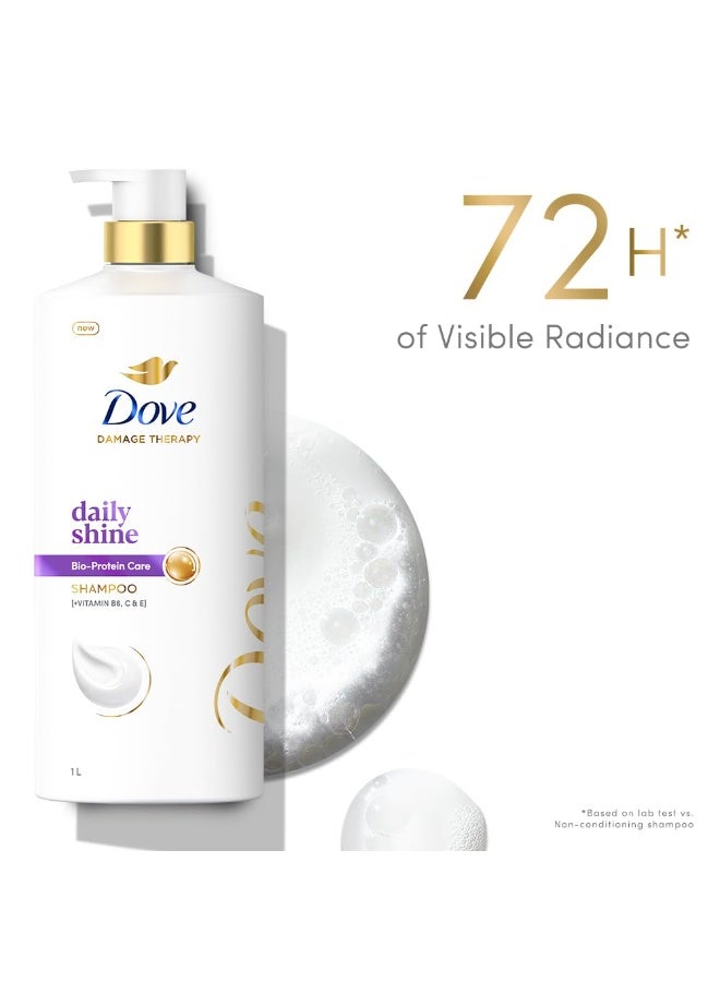 Dove Daily Shine Shampoo 1 L|| For Damaged or Frizzy Hair|| Makes Hair Soft|| Shiny And Smooth - Mild Daily Shampoo for Men & Women - Image 2
